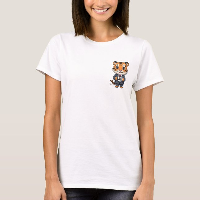 Adorable Tiger Cub Executive in Business Suit T Shirt (Framsida)