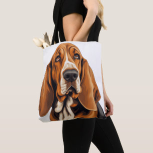 ADORABLE TRI FÄRGAD BASSET HOUND HUND TYGKASSE