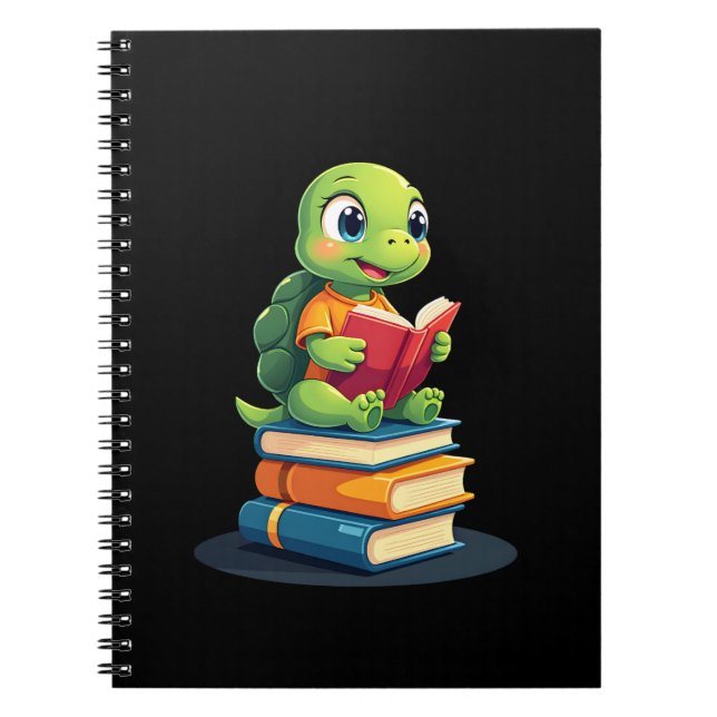 Adorable Turtle Reading Books (1) Anteckningsbok (Framsidan)