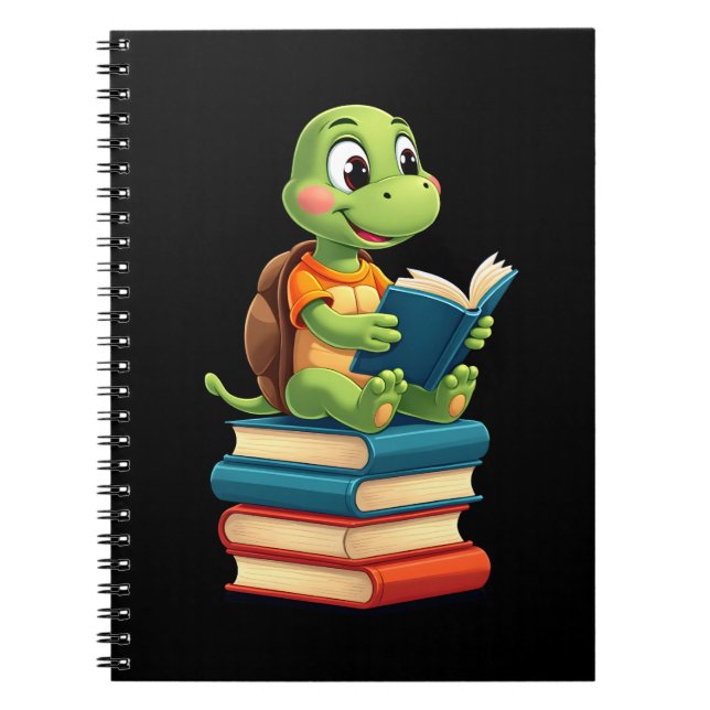 Adorable Turtle Reading Books (4) Anteckningsbok (Framsidan)