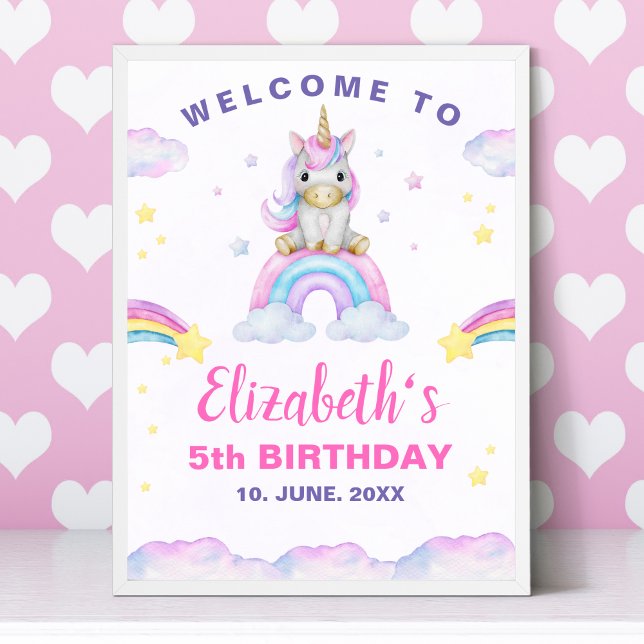 Adorable Unicorn Birthday Girl Poster (Skapare uppladdad)