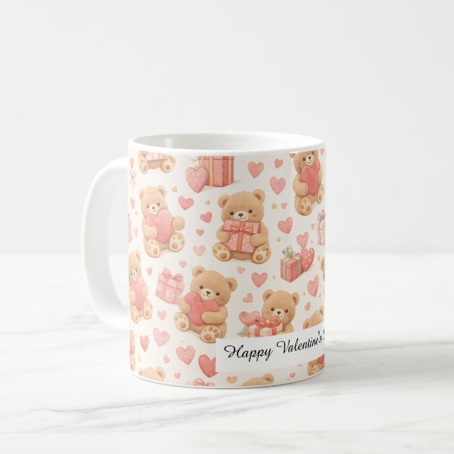 Adorable Valentine’s Day Coffee Teddy Bear Mug Kaffemugg (Framsida vänster)