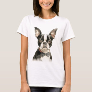 ADORABLE VATTERCOLOR BOSTON TERRIER HUND T SHIRT