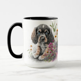 ADORABLE VATTERCOLOR COCKER SPANIEL PUPPY HUND MUGG