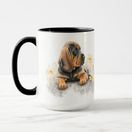 ADORABLE WATERCOLOR BLOODHOUND PUPPY HUND MUGG