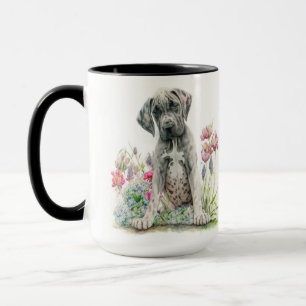 ADORABLE WATERCOLOR GREAT DANE PUPPY HUND MUGG