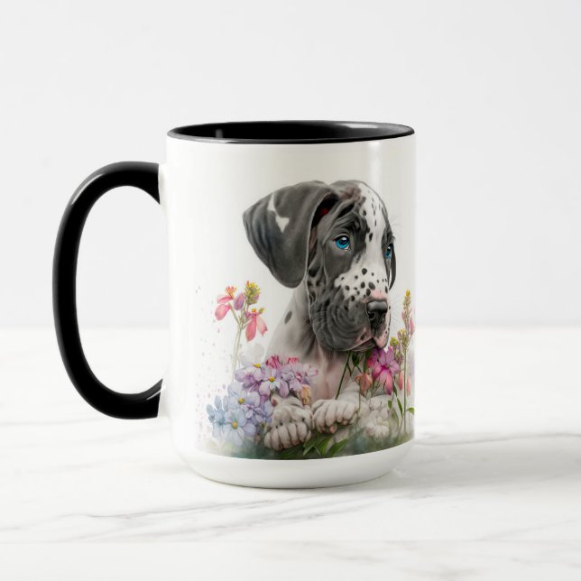 ADORABLE WATERCOLOR GREAT DANE PUPPY HUND MUGG (Vänster)
