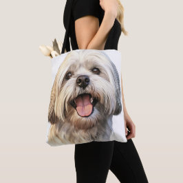 ADORABLE WATERCOLOR LHASA APSO HUND TYGKASSE