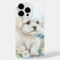 ADORABLE WATERCOLOR MALTESE PUPPY HUND