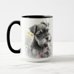 ADORABLE WATERCOLOR SCHNAUZER PUPPY HUND MUGG