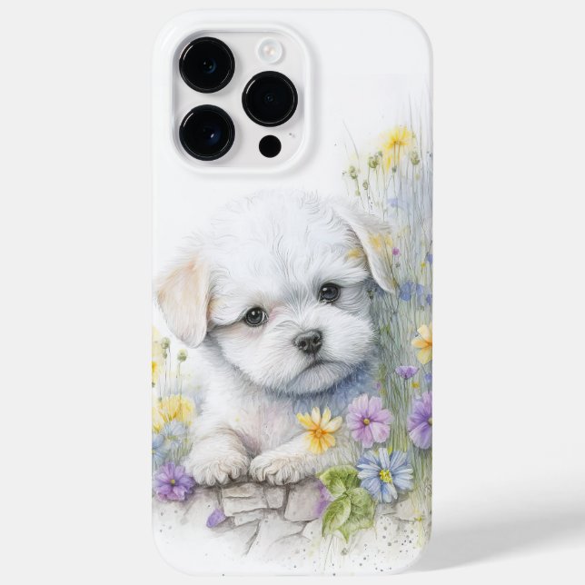 ADORABLE WATERCOLOR WHITE MALTESE PUPPY HUND (Baksida)