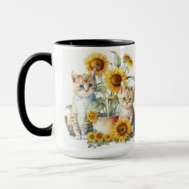 ADORABLE WATERFÄRGKITTENS with SUNFLOWERS Mugg