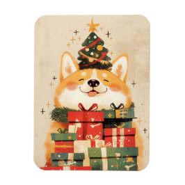 Adorable Welsh Corgi with Christmas Gifts Magnet