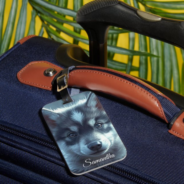 Adorable Wolf Baby in the Moonlight Bagagebricka (Framsida Insitu 1)