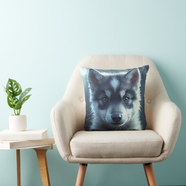 Adorable Wolf Baby in the Moonlight Kudde (Stol)