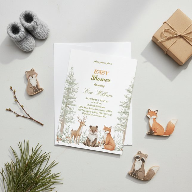 Adorable Woodland Animals Baby Shower Invitation Inbjudningar (Skapare uppladdad)
