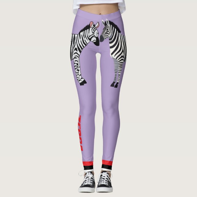 Adorable zebra Purple background Cute Girly Leggings (Framsida)