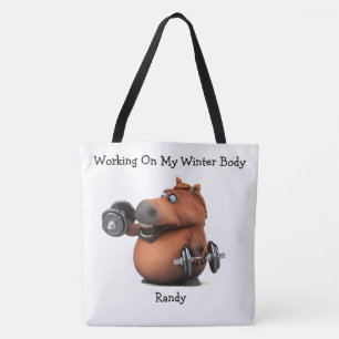 Adorables 3D-Knubbig Horse Lyfte Viktning Tote Bag Tygkasse