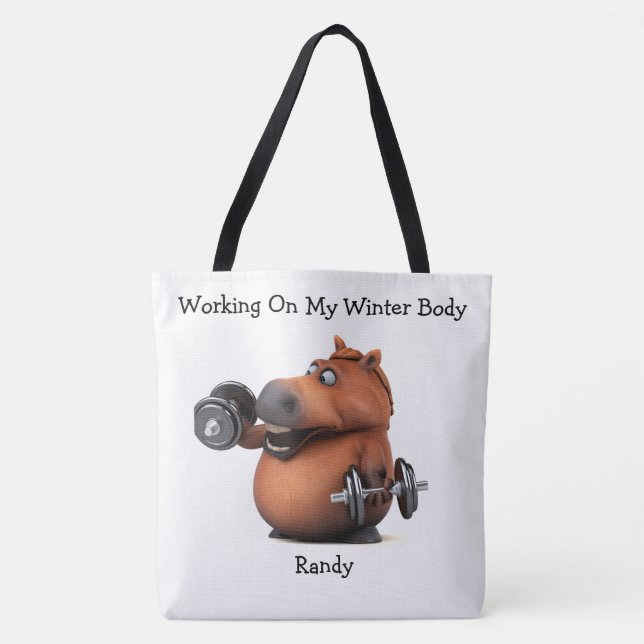 Adorables 3D-Knubbig Horse Lyfte Viktning Tote Bag Tygkasse (Framsida)