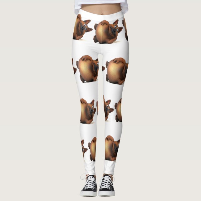 Adorables 3D Universe Cute Hund Ljuger nedåt Leggings (Framsida)