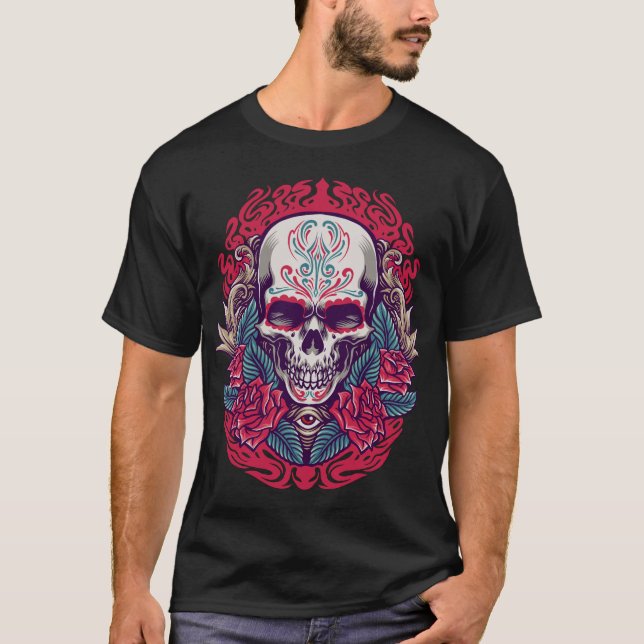 Adorables Day of the dead Mexican Stil T-Shirt (Framsida)