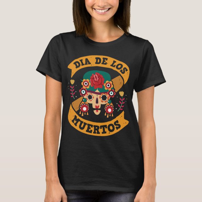 Adorables Day of the dead Mexican Stil T-Shirt (Framsida)