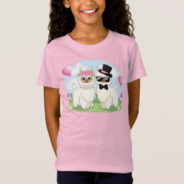 Adorables Llama Kärlek Llama Couple T-Shirt (Framsida)