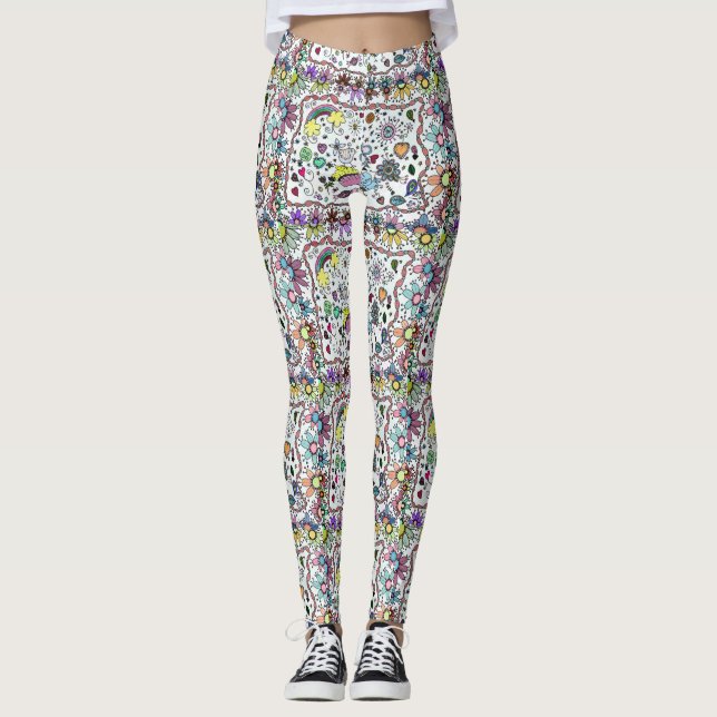 Adorables Lycklig Lycklig Joy Joy Doodles Leggings (Framsida)