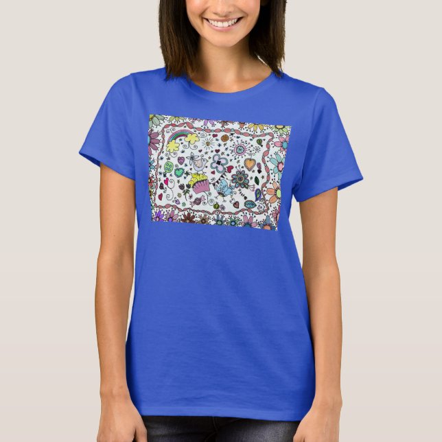 Adorables Lycklig Lycklig Joy Joy Doodles T Shirt (Framsida)