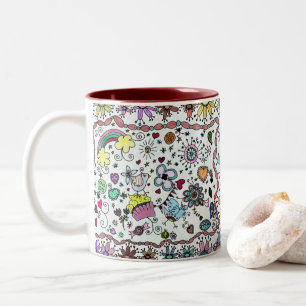 Adorables Lycklig Lycklig Joy Joy Doodles Två-Tonad Mugg