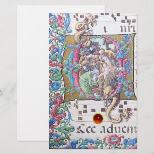 ADORATION AV MAGI, NATIVITETSMONOGRAM MED DOLFIN BREVPAPPER