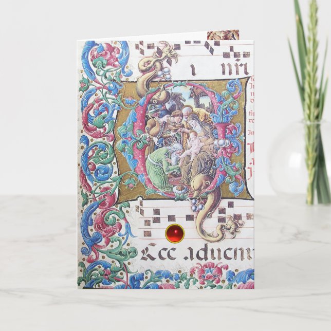 ADORATION AV MAGI, NATIVITETSMONOGRAM MED DOLFIN HELGKORT (Framsida)