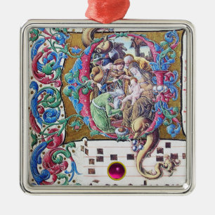 ADORATION AV MAGI, NATIVITETSMONOGRAM MED DOLFIN JULGRANSPRYDNAD METALL