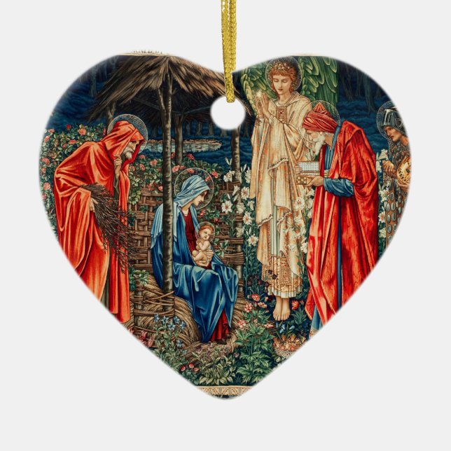 ADORATION MAGI Morris,Burne-Jones-jul Julgransprydnad Keramik (Framsidan)