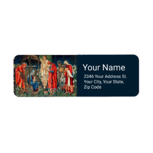 ADORATION MAGI Morris,Burne-Jones Returadress Etikett