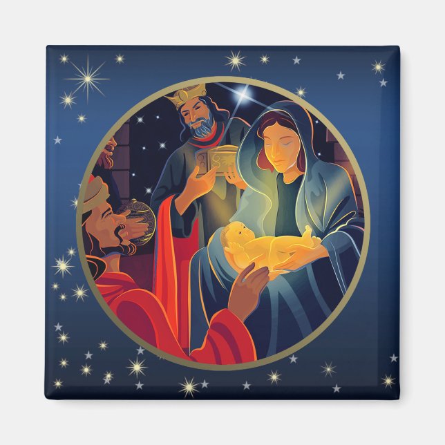 Adoration of the Magi. Julgift Magnets Magnet (Framsidan)