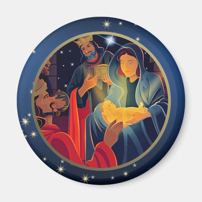 Adoration of the Magi. Julgift Magnets Magnet (Framsidan)