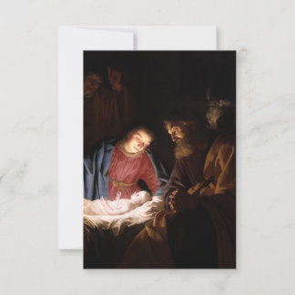 Adoration of the Shepherds at Midnight Holy Card Tack Kort