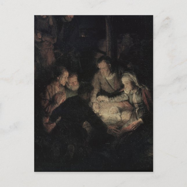 Adoration of the Shepherdss, Detailed, 1646 Vykort (Framsida)