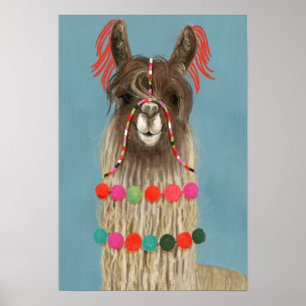 Adorded Llama - Brown Poster