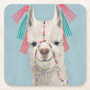 Adorded Llama - White Underlägg Papper Kvadrat