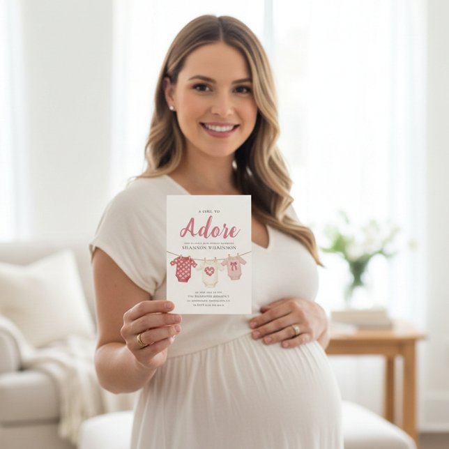 Adore A Girl Baby Shower Invitation Inbjudningar (Skapare uppladdad)