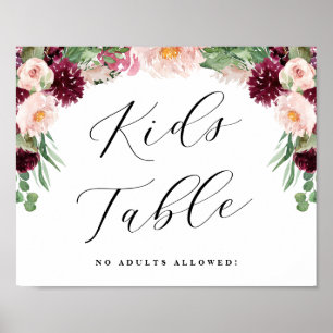 Adore Blommigt Kids Bord Calligraphy Bröllop Sign Poster