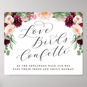 Adore Blommigt Love Bird Seed Confetti Bröllop Sig Poster