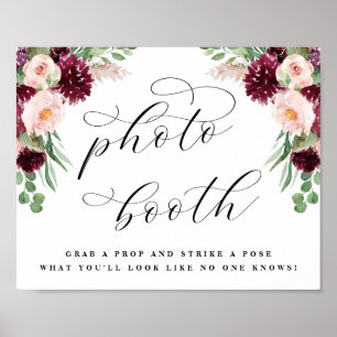 Adore Blommigt Photo Booth-mottagningsskylt för fo Poster