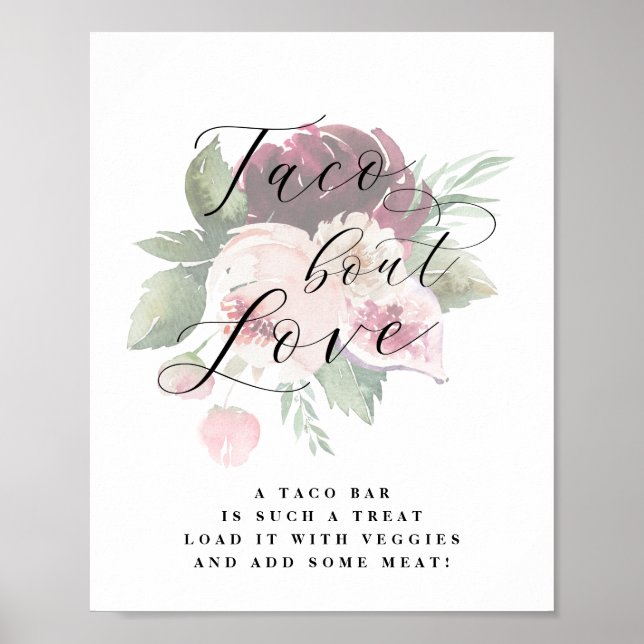 Adore Blommigt Taco Bout Kärlek Bröllop-tecken Poster (Framsidan)