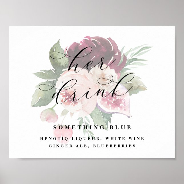 Adore Her Drink Brides Cocktail Bröllop Pub-tecken Poster (Framsidan)