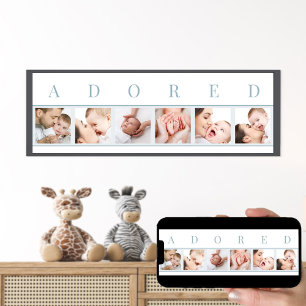 ADORED 6 Photo Collage Blue and White Baby Bild Poster