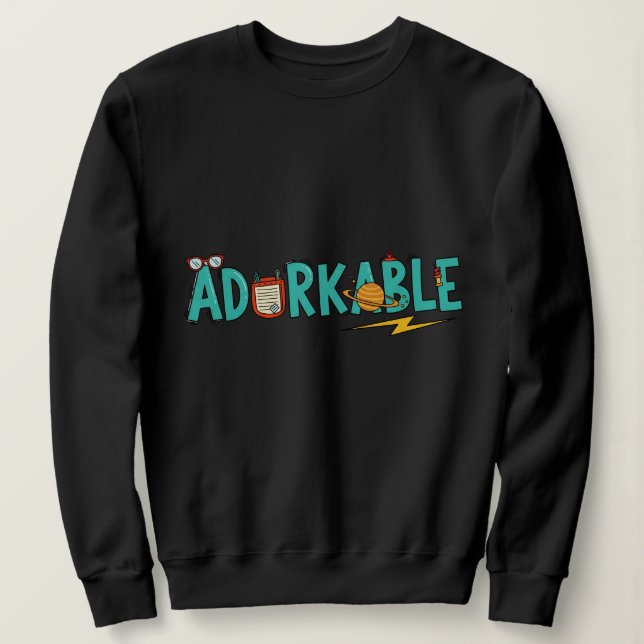 Adorkable: Nerdy Cute & Quirky Sweatshirt -T-Shirt T Shirt (Design framsida)