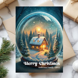 Adorned Christmas ball classic holly berries card Julkort